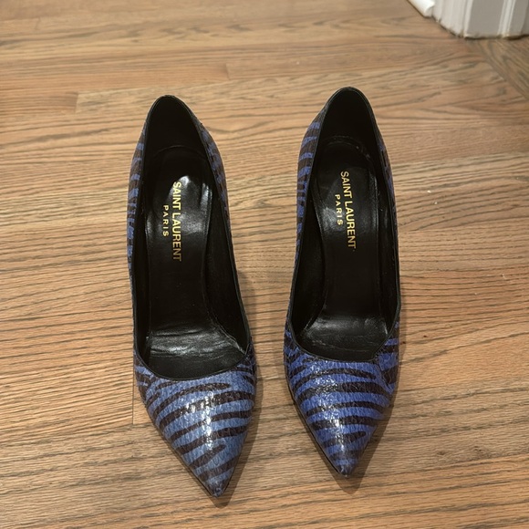 Saint Laurent blue zebra heels size 37 EU/ 6.5w US - Picture 3 of 6